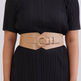 self textured buckle belt color with beige-toned accents